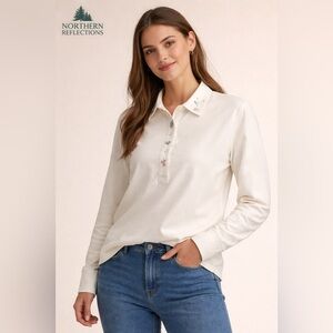 #172 NORTHERN REFLECTION LONG SLEEVE POLO SZ L P 22.7” L 27.6”